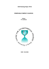 CES Working Paper 07/00 RENEWABLE ENERGY SOURCES