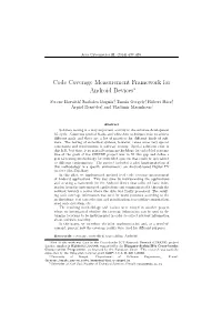 Code Coverage Measurement Framework for Android Devices∗