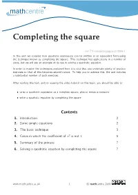 Completing the Square