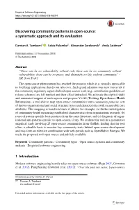 Discovering Community Patterns in Open-Source: a Systematic Approach and Its Evaluation