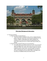 Ellis Island Background Information