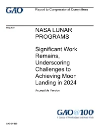 GAO-21-330, Accessible Version NASA LUNAR PROGRAMS