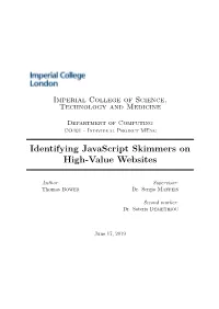 Identifying Javascript Skimmers on High-Value Websites