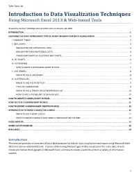 Introduction to Data Visualization Techniques Using Microsoft Excel 2013 & Web-Based Tools