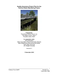 Quality Assurance Project Plan for the Portneuf Basin Monitoring Project