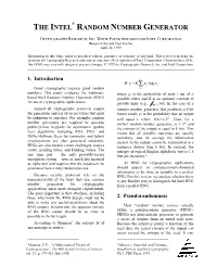 The Intel Random Number Generator