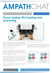 Tissue Typing: HLA Typing and Screening