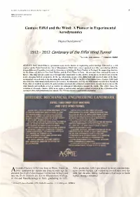 1912 - 2012 Centenary of the Eiffel Wind Tunnel "Le Vent, Mon Ennemi…" Gustave Eiffel