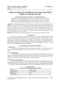 Analysis of Supercritical Airfoils for Increasing Critical Mach Number for Subsonic Aircrafts