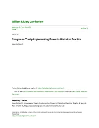 Congress's Treaty-Implementing Power in Historical Practice