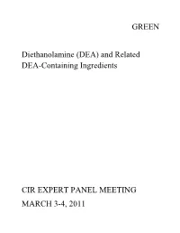 DEA) and Related DEA-Containing Ingredients