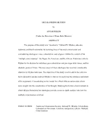 DECOLONIZING BLYDEN by ANTAR FIELDS