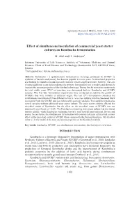 Effect of Simultaneous Inoculation of Commercial Yeast Starter Cultures on Kombucha Fermentation