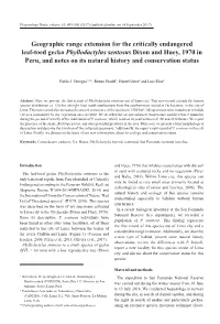 Geographic Range Extension for the Critically Endangered Leaf-Toed