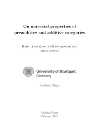 On Universal Properties of Preadditive and Additive Categories