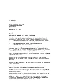 Submission for Presentation to the Australian Government to Support the Development of an All Australian Built Scramjet Propelled Missile