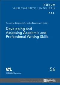 Developing and Assessing Academic and Professional Writing Skills