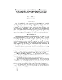 Developments in Indiana Appellate Procedure: Rule Amendments, Remarkable Case Law, and Court Guidance for Appellate Practitioners