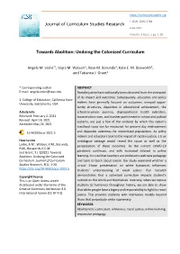 Journal of Curriculum Studies Research Towards Abolition