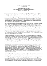 Program Notes Machaut