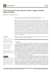 A Lower Bound for the Coherence Block Length in Mobile Radio Channels