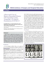 A Recovered Case of Massive Pericardial Effusion with Impending Cardiac Tamponade: an Atypical Presentation of COVID-19
