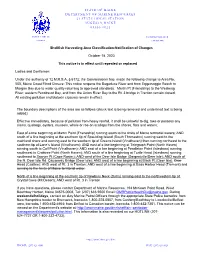 Shellfish Harvesting Area Classification-Notification of Changes