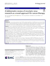 A Bibliometric Review of Oncolytic Virus Research As a Novel Approach For