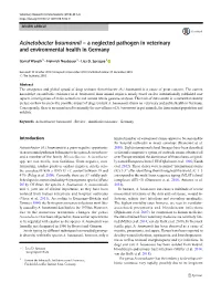 Acinetobacter Baumannii – a Neglected Pathogen in Veterinary and Environmental Health in Germany