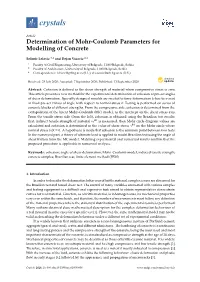 Determination of Mohr-Coulomb Parameters for Modelling of Concrete