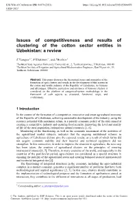 Issues of Competitiveness and Results of Clustering of the Cotton Sector Entities in Uzbekistan: a Review