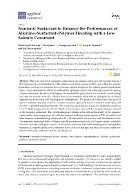 Nonionic Surfactant to Enhance the Performances of Alkaline–Surfactant–Polymer Flooding with a Low Salinity Constraint