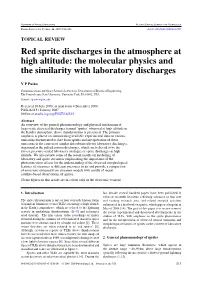 Red Sprite Discharges in the Atmosphere at High Altitude: the Molecular Physics and the Similarity with Laboratory Discharges
