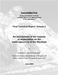 SAGARMATHA Snow and Glacier Aspects of Water Resources Management in the Himalayas