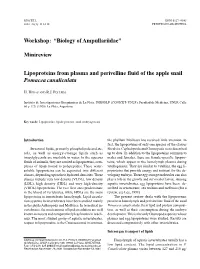 Lipoproteins from Plasma and Perivelline Fluid of the Apple Snail Pomacea Canaliculata Workshop