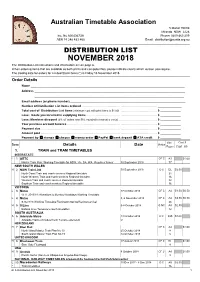 NOVEMBER 2018 the Distribution List Instructions and Information Are on Page 6