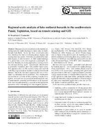 Regional-Scale Analysis of Lake Outburst Hazards in the Southwestern Pamir, Tajikistan, Based on Remote Sensing and GIS