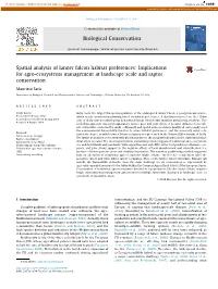 Spatial Analysis of Lanner Falcon Habitat Preferences: Implications for Agro-Ecosystems Management at Landscape Scale and Raptor Conservation
