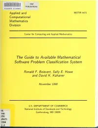 The Guide to Available Mathematical Software Problem Classification System