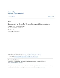Three Forms of Ecumenism Within Christianity Peter Donnelly Union College - Schenectady, NY