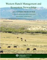 Western Ranch Management and Ecosystem Stewardship
