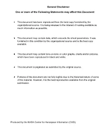 General Disclaimer One Or More of the Following Statements May Affect