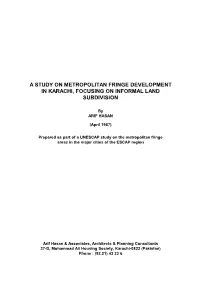 A Study on Metropolitan Fringe Development in Karachi, Focusing on Informal Land Subdivision