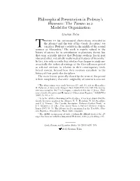 Philosophical Presentation in Ptolemy's Harmonics