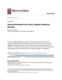 Queering Performative Face Theory: Analyzing Coming out Narratives
