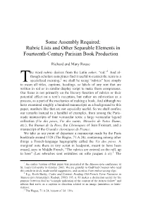 Some Assembly Required: Rubric Lists and Other Separable Elements in Fourteenth-Century Parisian Book Production