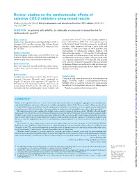 Studies on the Cardiovascular Effects of Selective COX-2 Inhibitors Show Mixed Results