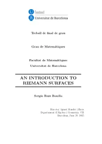 An Introduction to Riemann Surfaces
