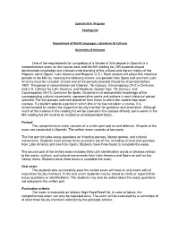 Spanish M.A. Program Reading List Department of World Languages