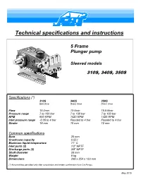 Technical Specifications and Instructions